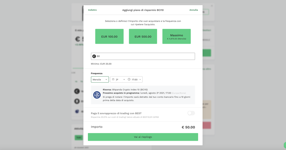 bitpanda savings piano di risparmio